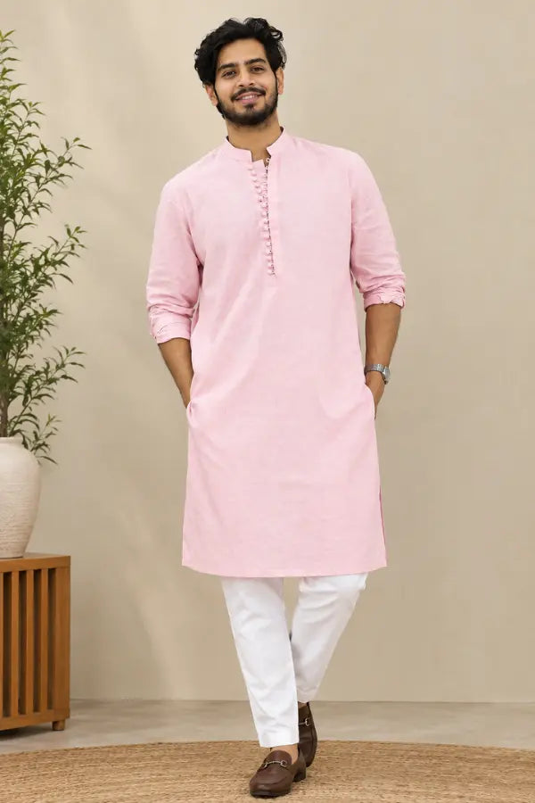 Pink Linen Kurta for Men – Pakistan Aruba Fashion Wear