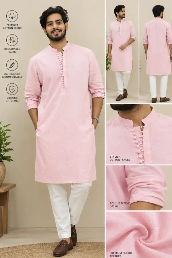 Pink Linen Kurta for Men – Pakistan Aruba Fashion Wear