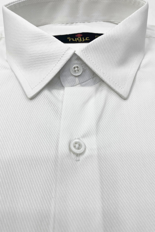 White Textured Lining Signature Formal Shirt | Regular Fit Essential