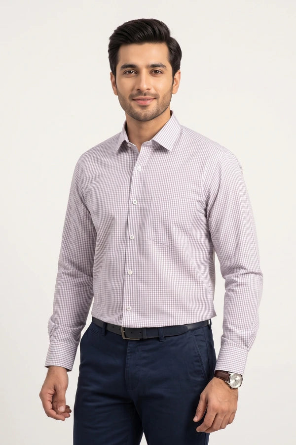 Red Blue and White Plaid Checkered Formal Shirt I Regular Fit