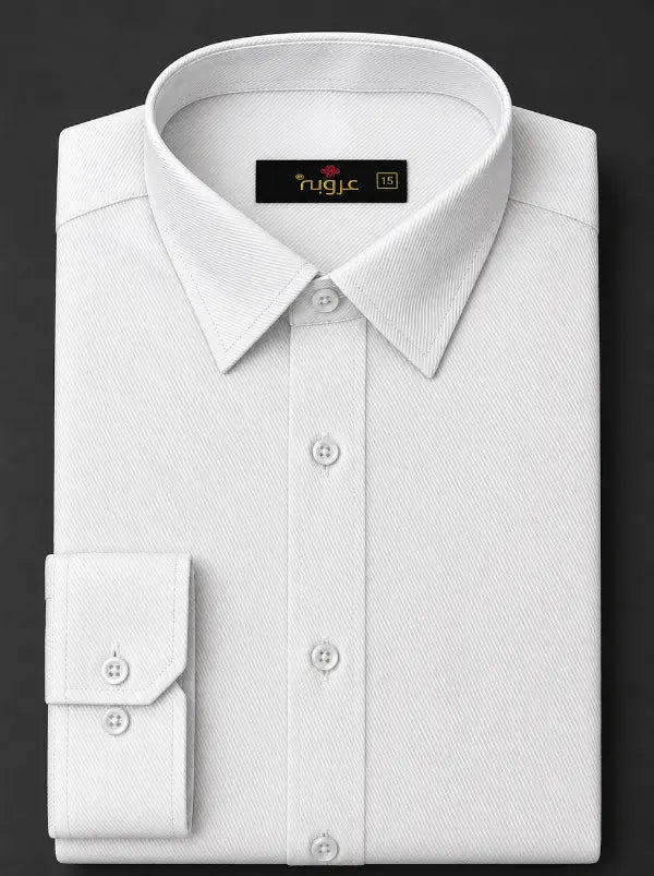 White Textured Lining Signature Formal Shirt | Regular Fit Essential