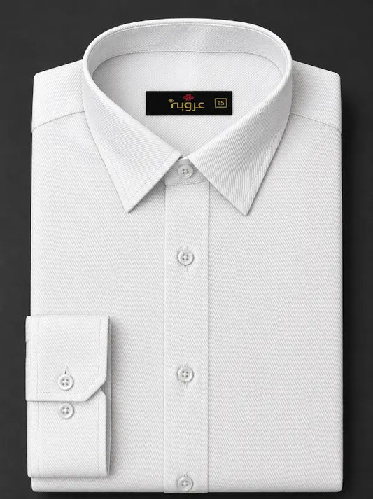 White Textured Lining Signature Formal Shirt | Regular Fit Essential