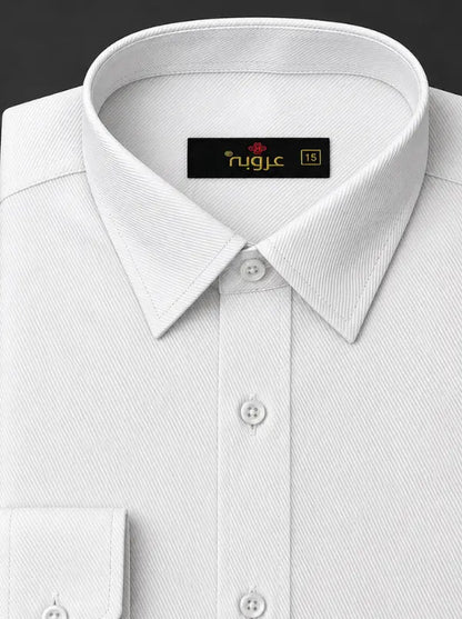 White Textured Lining Signature Formal Shirt | Regular Fit Essential