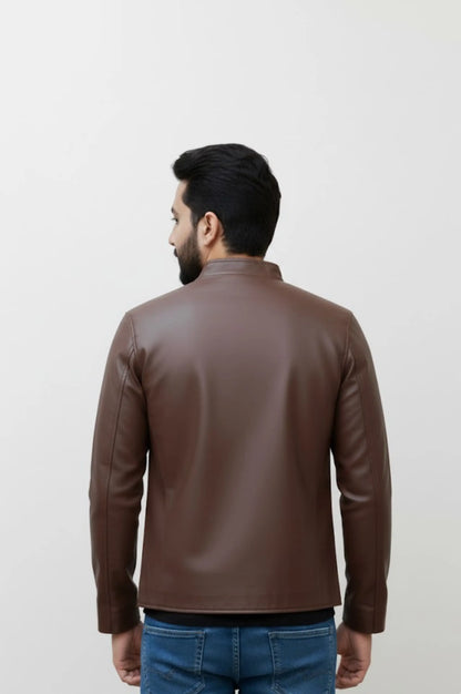 Men's Dark Brown Faux Leather Jacket