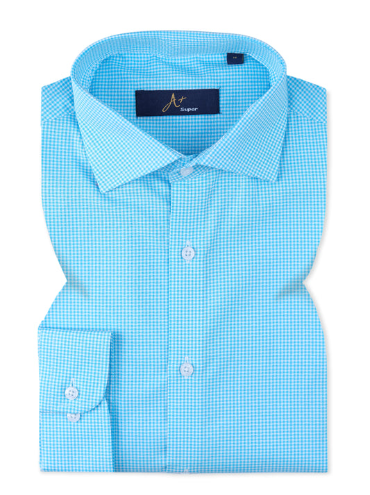Aqua Blue  Check Formal Shirt