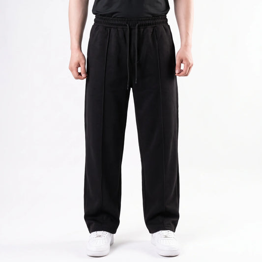Cotton Terry Unisex Trouser Front Stitched- Loose Fit - Black Aruba Fashion Wear