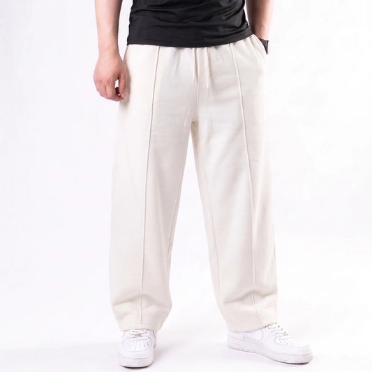 Cotton Terry Unisex Trouser Front Stitched - Loose Fit - White Aruba Fashion Wear