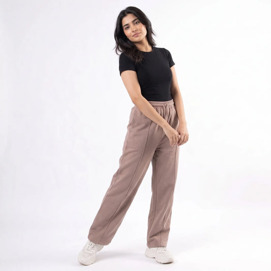 Cotton Terry Unisex Trouser Front Stitched - Loose Fit - Brown Aruba Fashion Wear