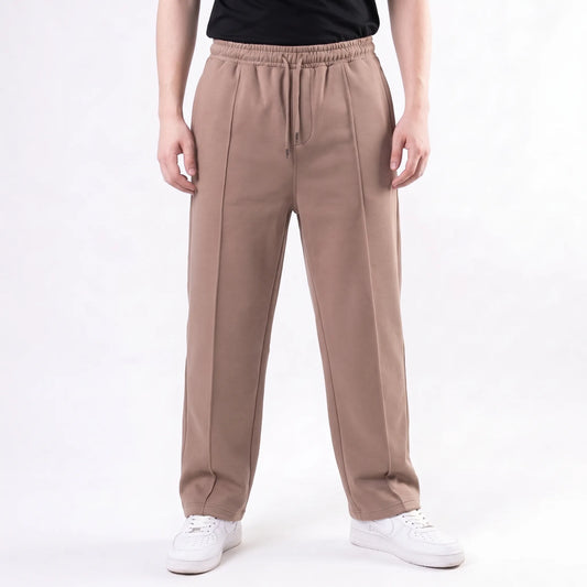 Cotton Terry Unisex Trouser Front Stitched - Loose Fit - Brown Aruba Fashion Wear