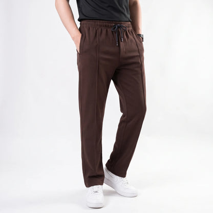 Cotton Terry Trouser Front Stitched - Straight Fit - Brown Aruba Fashion Wear
