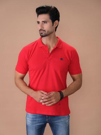 Red Polo Shirt  Pique- Aruba Basics