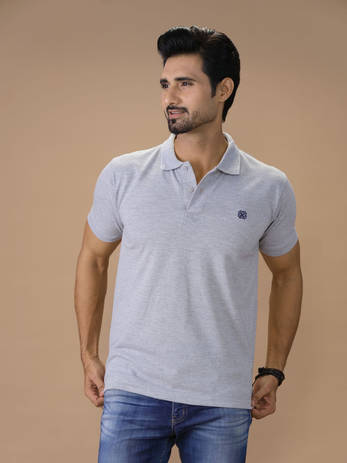 Grey Polo Shirt Pique - Aruba Basics