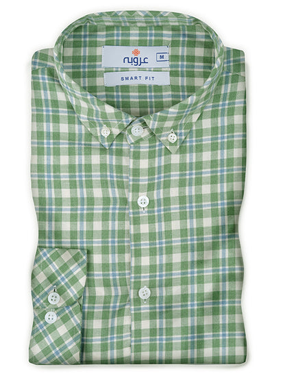 GREEN AND WHITE GINGHAM CEHCK SHIRT FOR MEN 1