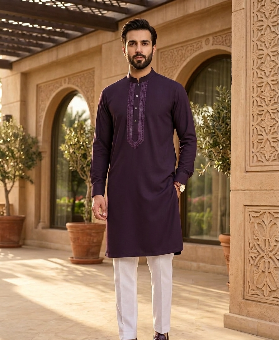 Maroon Signature Kurta for Men's