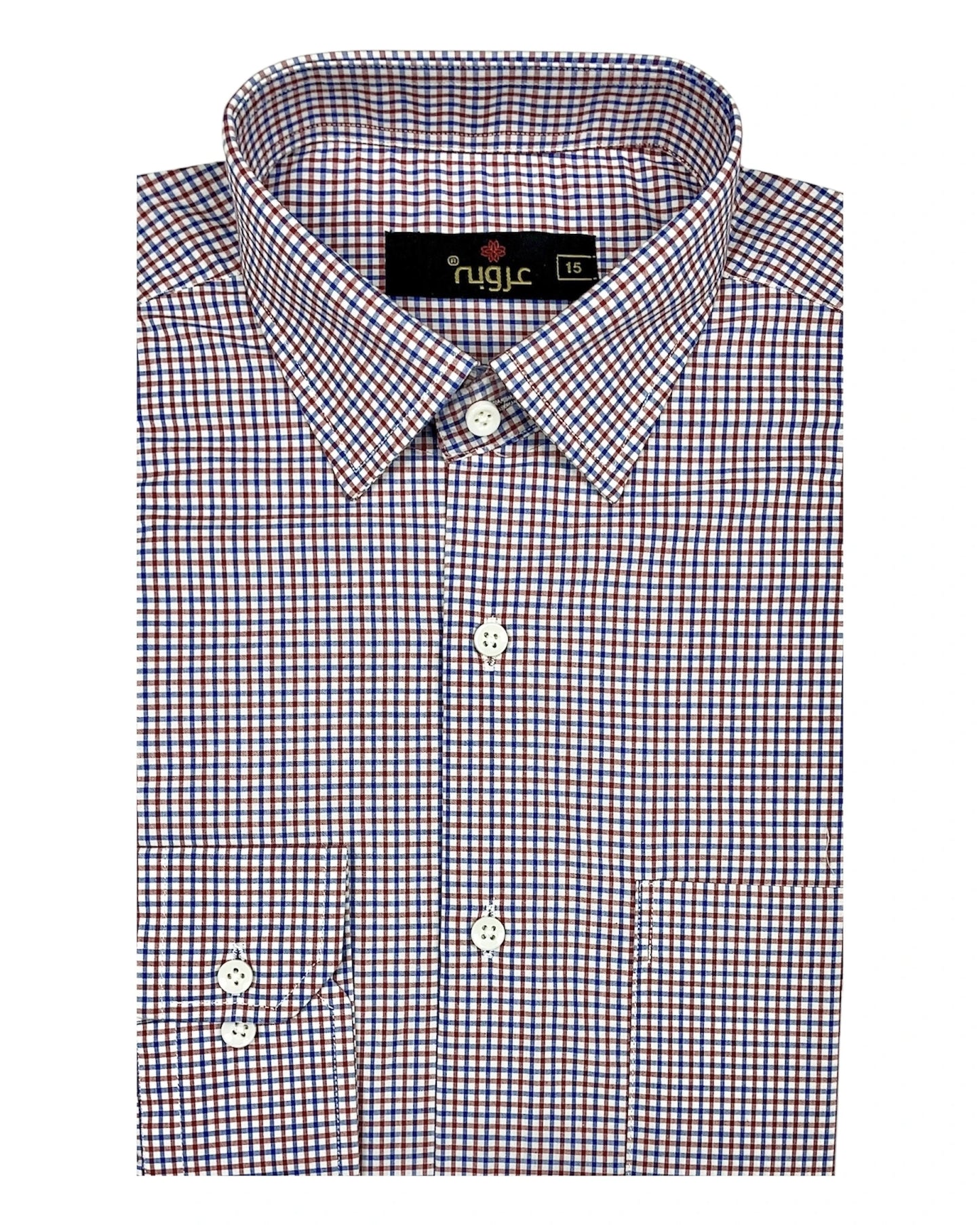 Burgundy Navy and White Micro Plaid Checkered Formal Shirt | Regular Fit