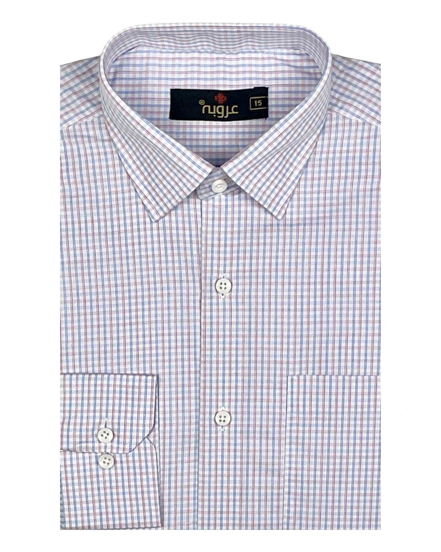 Red Blue and White Plaid Checkered Formal Shirt I Regular Fit