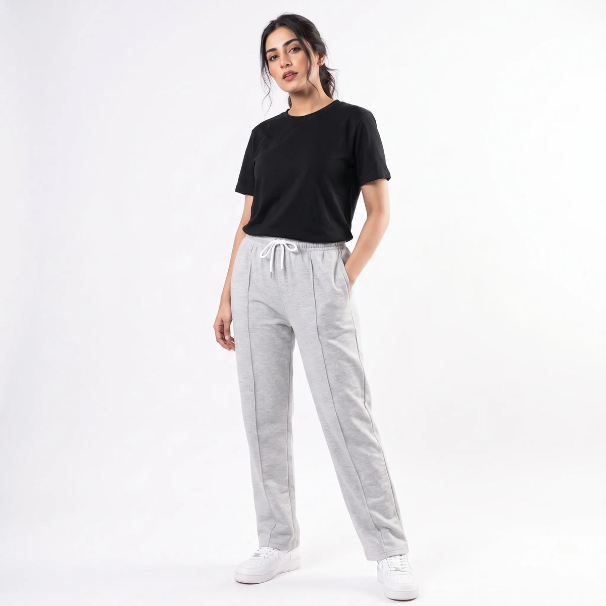 Cotton Terry Trouser Front Stitched - Straight Fit - Light Grey Aruba Fashion Wear