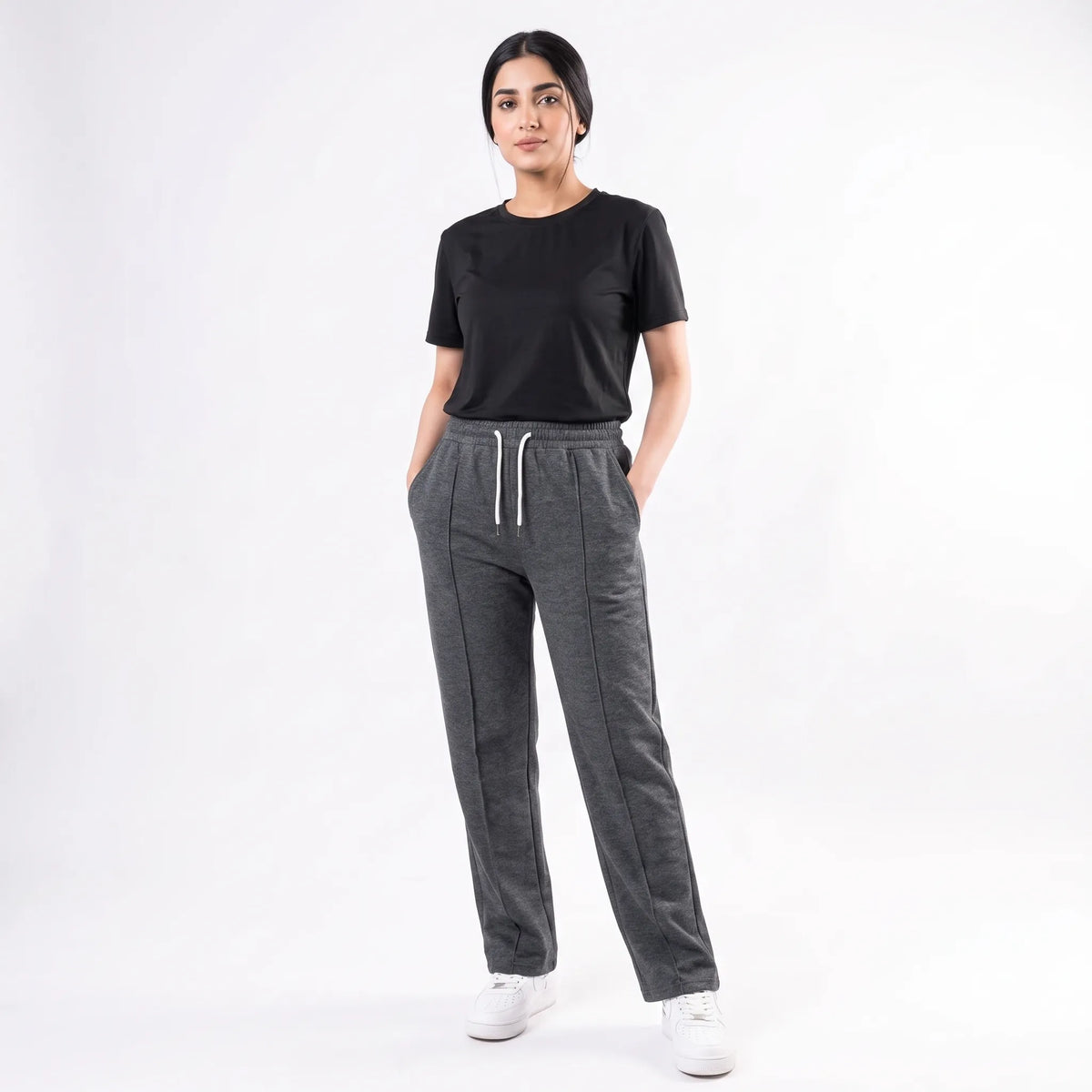 Cotton Terry Unisex Trouser Front Stitched - Straight Fit - Dark Grey Aruba Fashion Wear