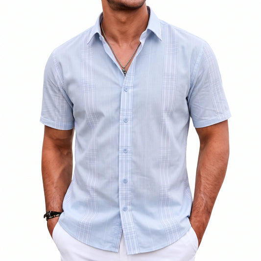 Sky Blue checkered Half Sleeve Shirt For Men's