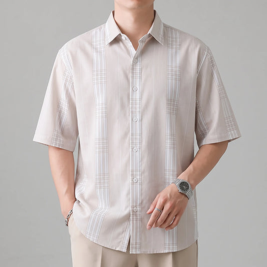 Light Brown checkered Half Sleeve Shirt For Men's