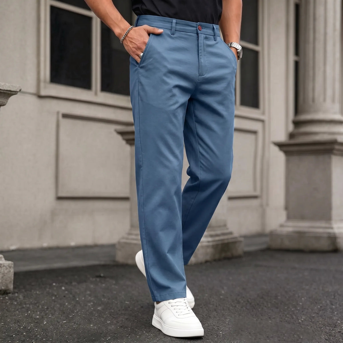 Cotton Chino Pants - Blue Aruba Fashion Wear