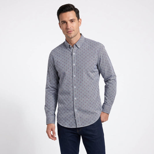 Black Stripe Red Dot Casual Shirt for Men – Smart Fit