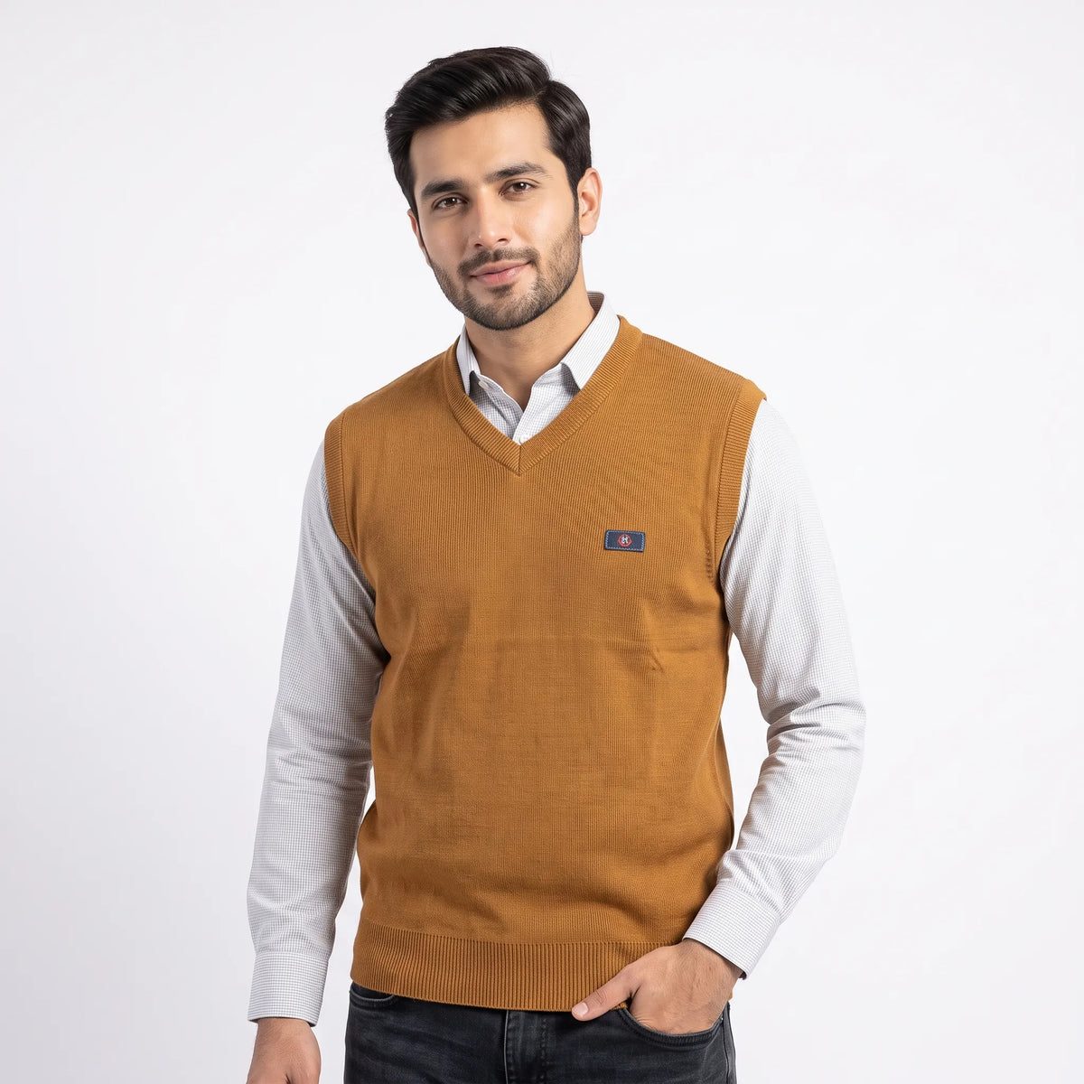 Orange V-Neck Sweater Vest Aruba Fashion Wear
