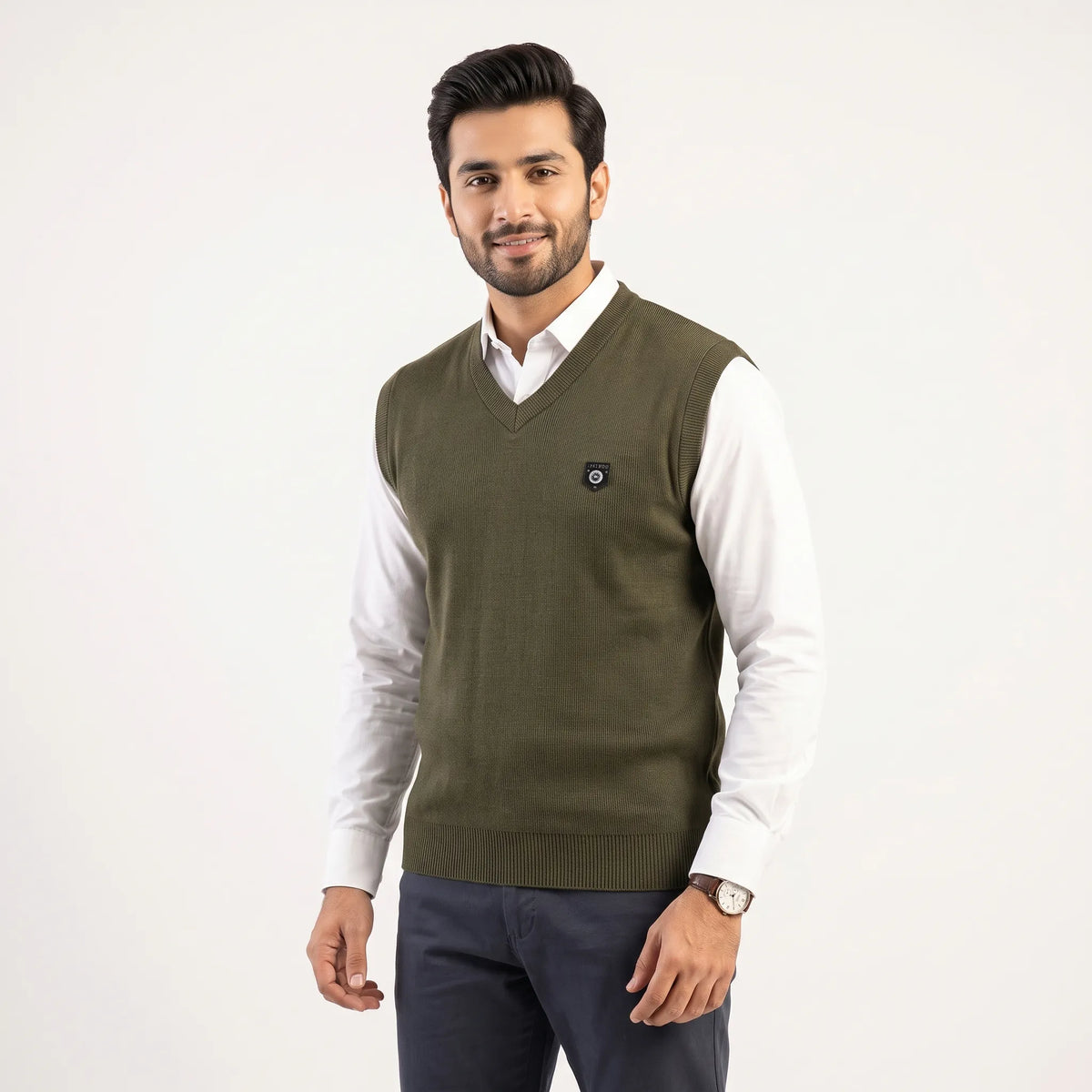 Green V-Neck Sweater Vest Aruba Fashion Wear
