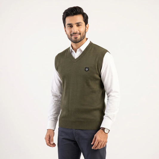 Green V-Neck Sweater Vest Aruba Fashion Wear