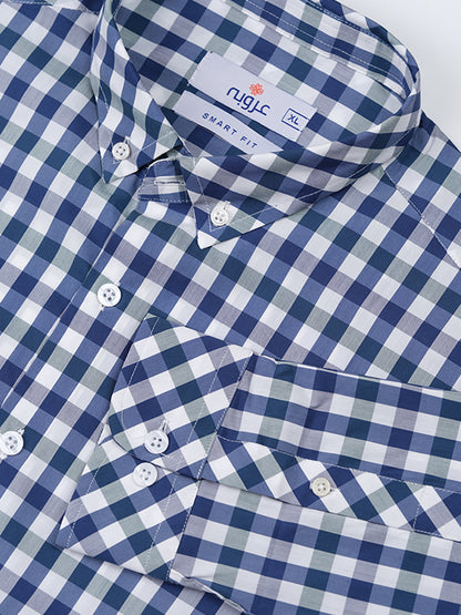 Blue and White Check Casual Shirt