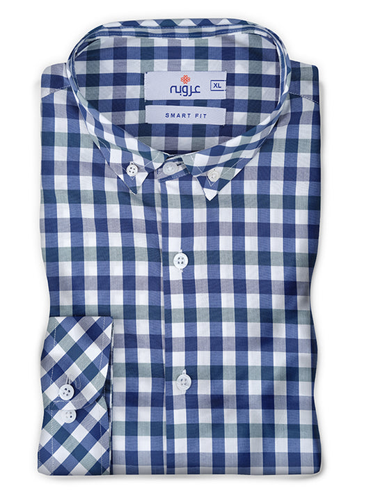 Blue and White Check Casual Shirt