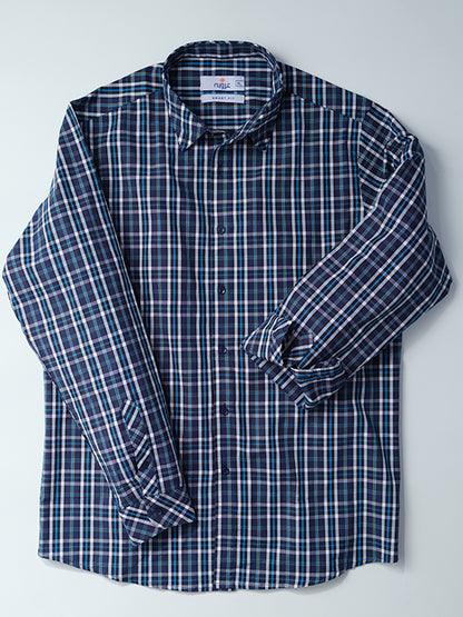 Blue and Black Gingham Check Casual Shirt