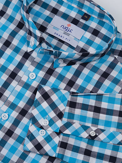 Blue and Black Check Casual Shirt