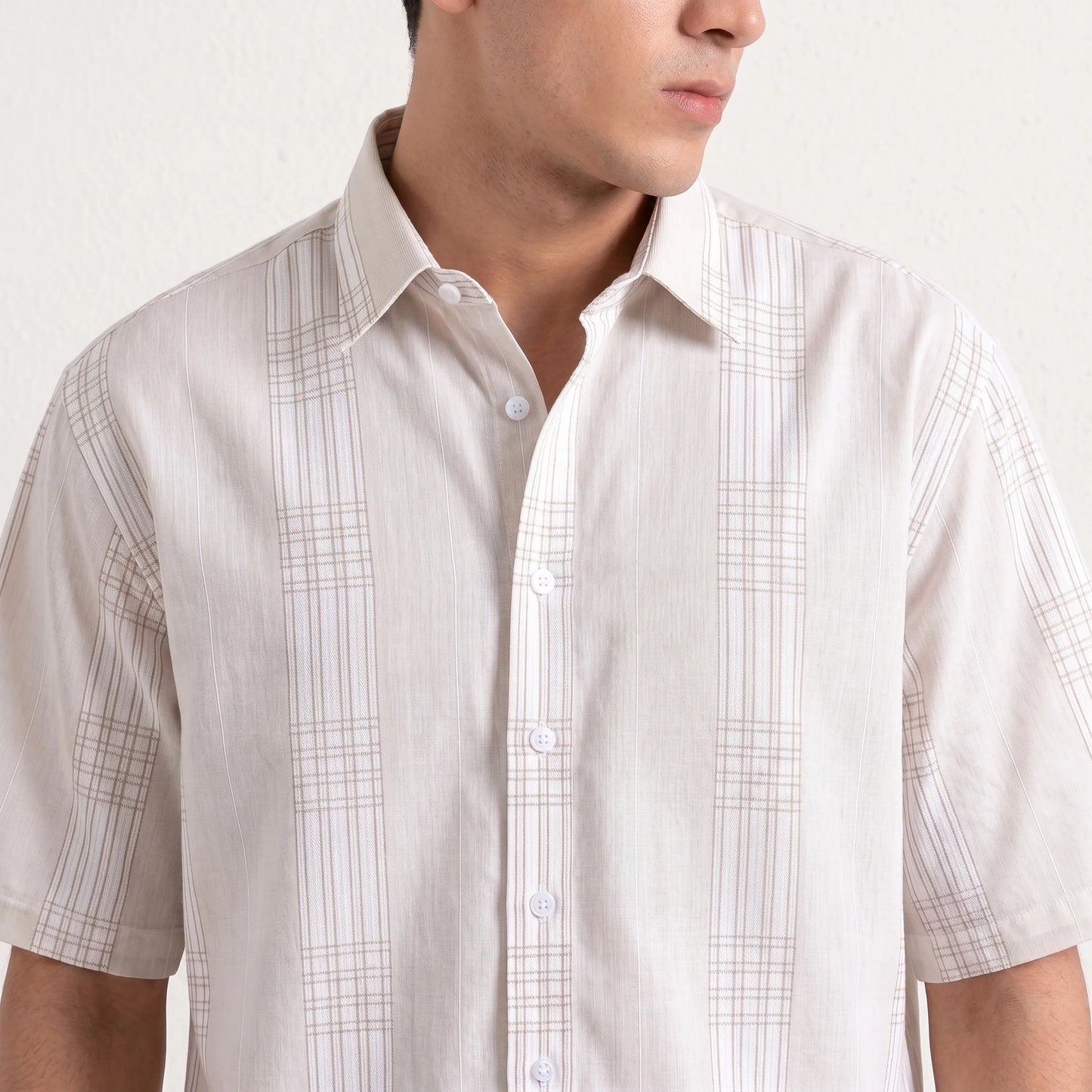 Light Brown checkered Half Sleeve Shirt For Men's Aruba Fashion Wear
