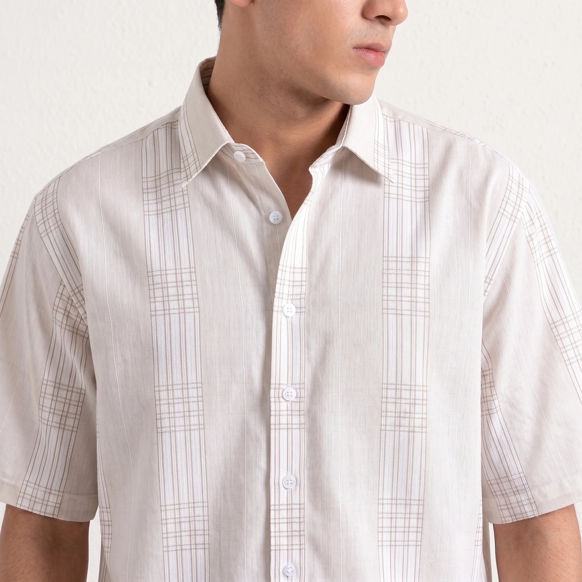 Light Brown checkered Half Sleeve Shirt For Men's Aruba Fashion Wear