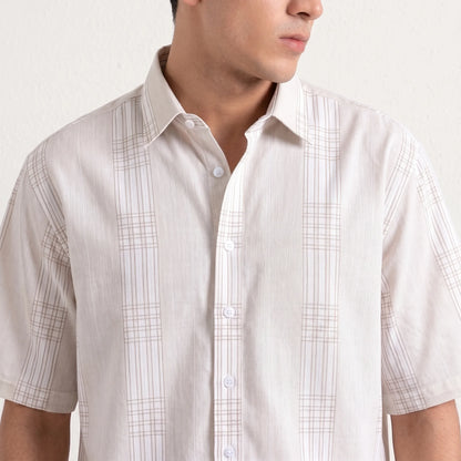 Light Brown checkered Half Sleeve Shirt For Men's Aruba Fashion Wear