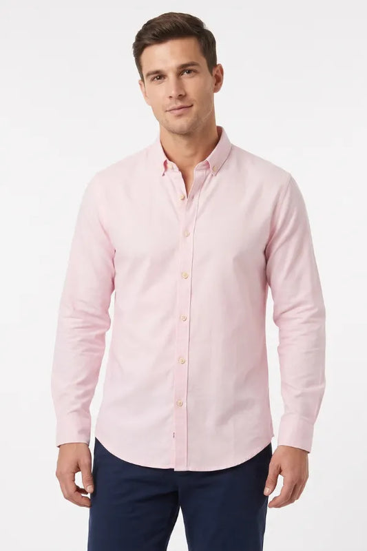 Light Pink Plain Casual Shirt for Men – Smart Fit