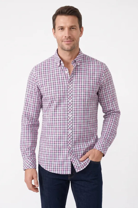 Light Purple Plaid Casual Shirt for Men – Smart Fit