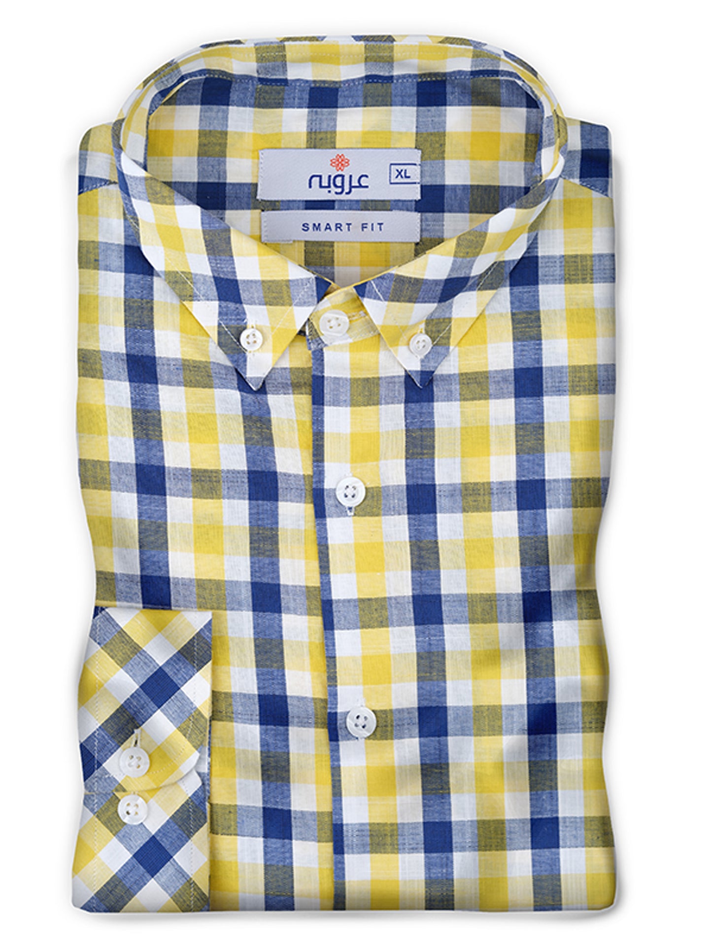 YELLOW AND BLUE CHECK SHIRT FOR MEN 1