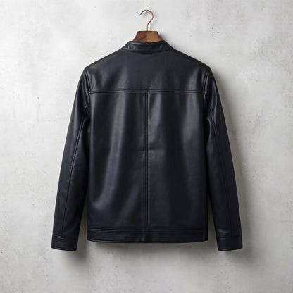 Men's Black Faux Leather Jacket Aruba Fashion Wear