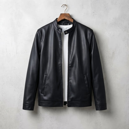 Men's Black Faux Leather Jacket Aruba Fashion Wear