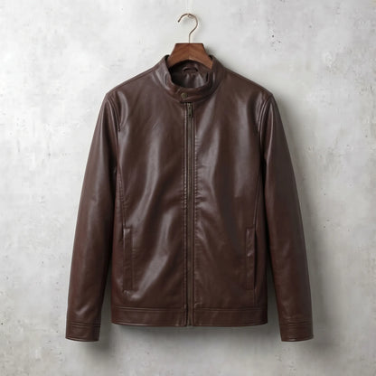 Men's Brown Faux Leather Jacket Aruba Fashion Wear